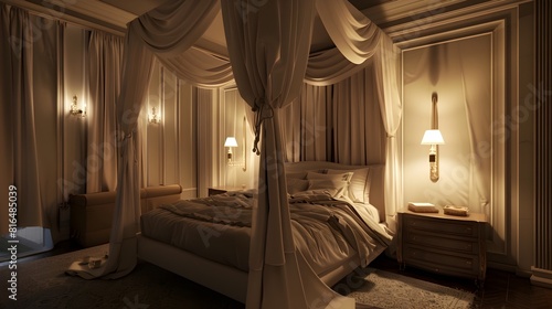 Elegant Sanctuary A D Rendered Baroque Bedroom Oasis of Serenity and Comfort