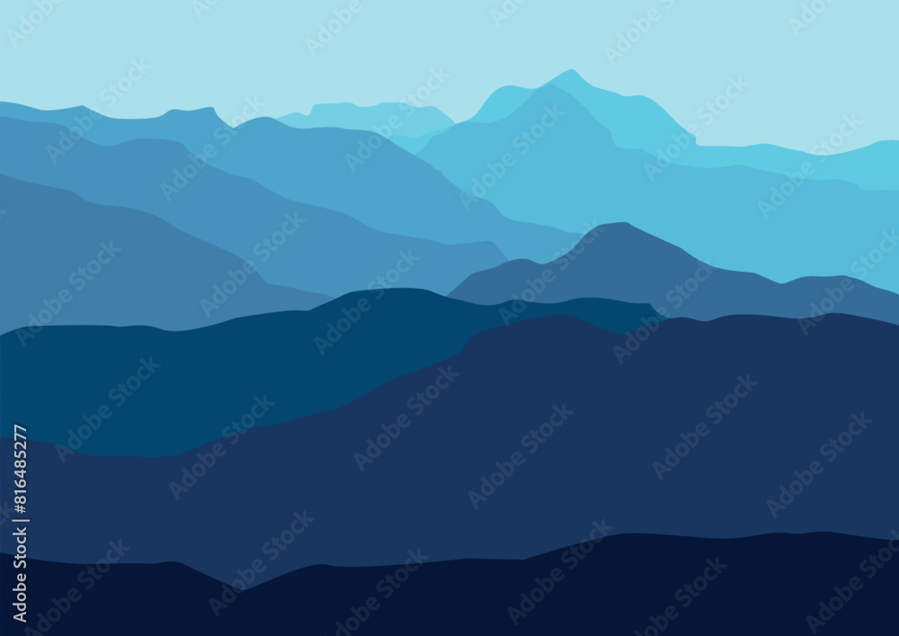 Landscape with mountains. Vector illustration in flat style. Landscape with mountains. Vector illustration in flat style.
