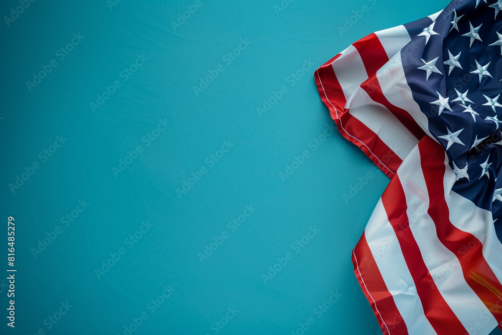 Memorial Day homage with a USA flag on a robin's egg blue background. Memorial Day homage with a USA flag on a robin's egg blue background.