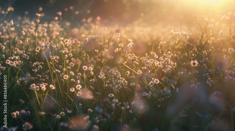 Morning grass flower field
