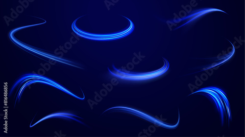 Blue stripes in the form of drill, turns and swirl. Transparent blue sparkling light line element.	 Undulate wave swirl swoosh, dynamic twisted lines. 