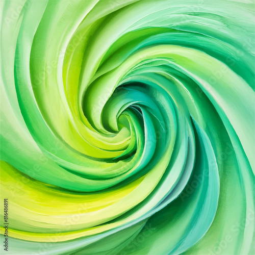 Vector square art background featuring abstract swirls in shades of green.