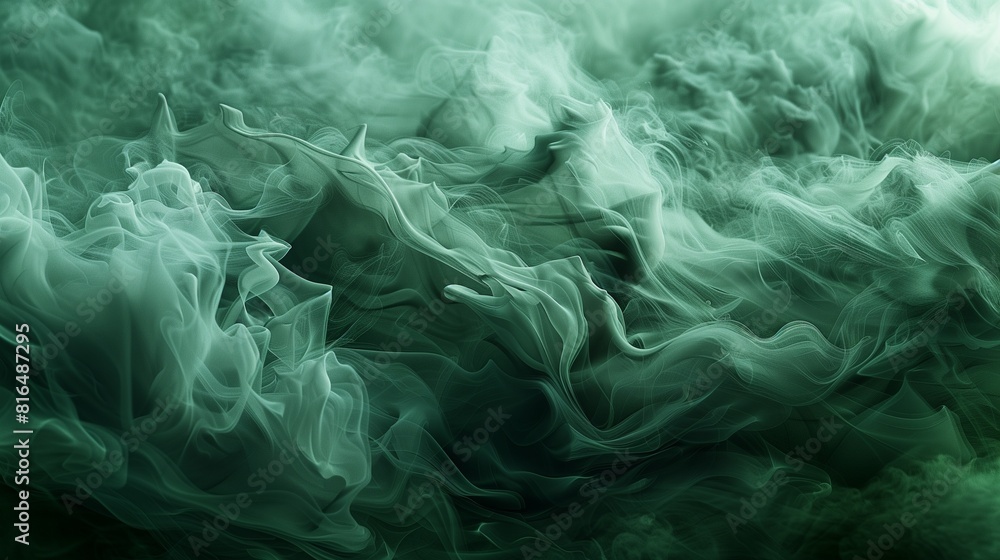 Obraz premium A breathtaking and otherworldly composition of an abstract wave of smoke in shades of green, with an almost ethereal quality that feels like it could exist in a parallel universe.