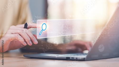 Searching for information of interest through online websites ,keyword search ideas to find references ,access to information internet ,technology to connect large databases ,internet of things photo