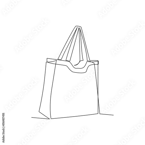Shopping bag drawn in line art style