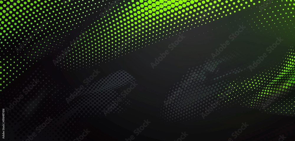 Obraz premium Fresh neon green, dark grey halftone modernity.