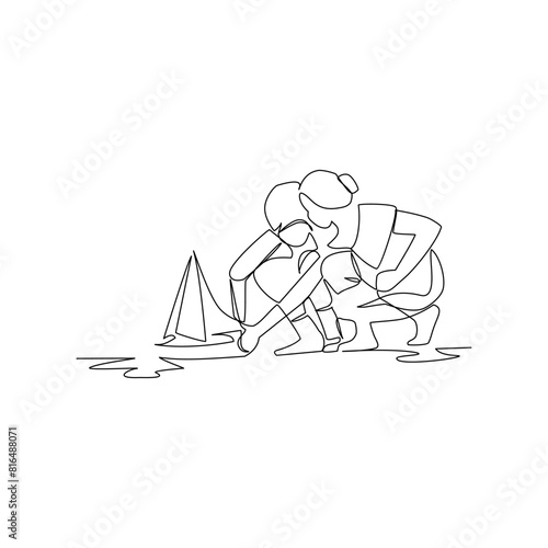 Children drawn in line art style