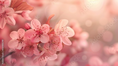 Gentle pink floral blossom symbolizing spring beauty and romance in a soft and dreamy light  