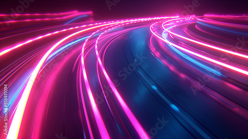 Surreal and otherworldly the neon light trails create a stunning contrast with the black backdro