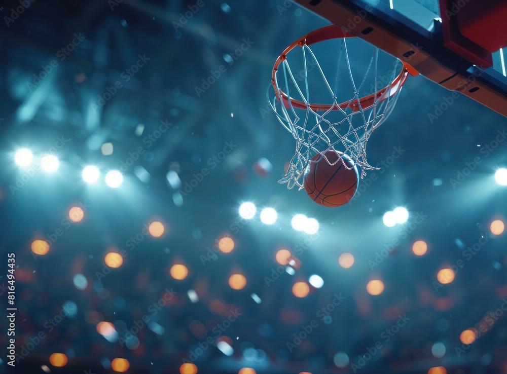 A basketball is in the air, about to go through a hoop A basketball is in the air, about to go through a hoop