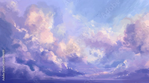 Background of Renaissance Cloud sky paintng  Lilac  Purple   Lavender - Art