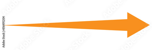 Orange long arrow to the left. Direction cursor sign. Navigation concept. Realistic design. 