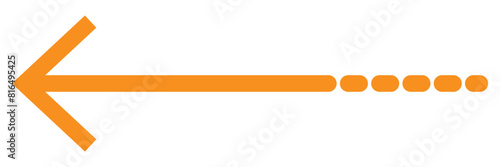 Orange long arrow to the left. Direction cursor sign. Navigation concept. Realistic design. 11:11