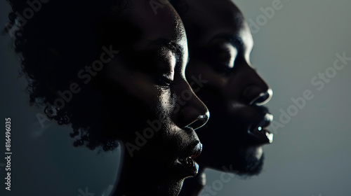 Silhouette of black people closing eyes : Generative AI