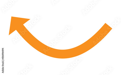 Orange arrow icon. Orange dual sided arrow. Semicircular curved thin long double ended arrow. Vector illustration.