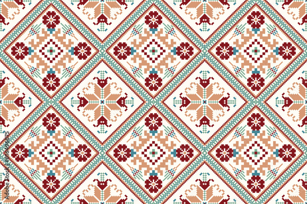 Cross stitch seamless pattern vector 