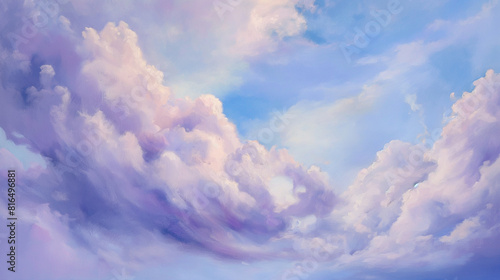 Background of Renaissance Cloud sky paintng  Lilac  Purple   Lavender - Art