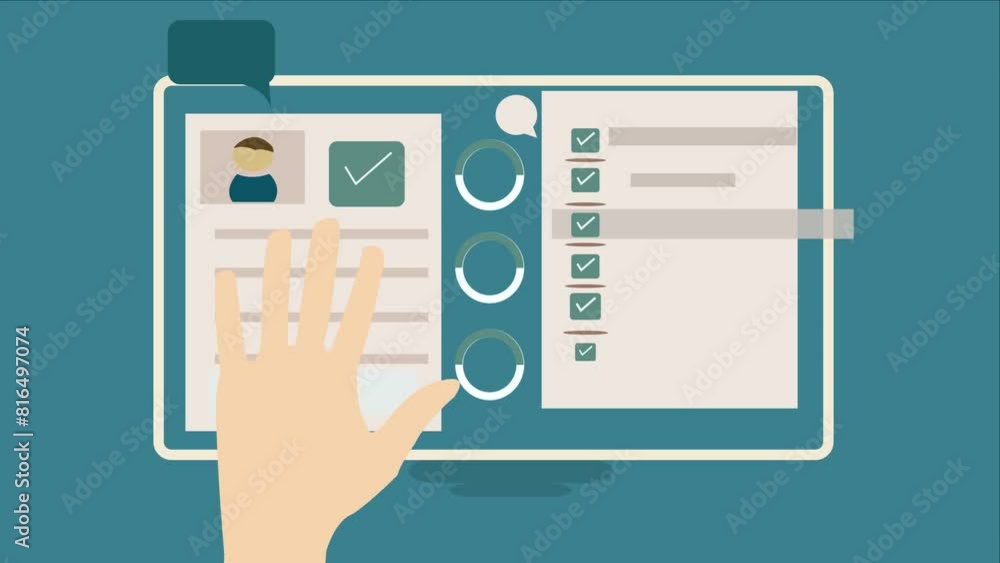 checking digital platform important business document animation clip