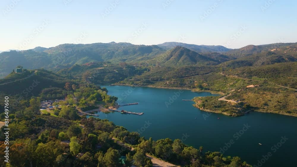 Dixon Lake Over Escondido, San Diego California, United States Surround Forest Mountain. Aerial Drone Shot Dixon Lake Over Escondido, San Diego California, United States Surround Forest Mountain. Aerial Drone Shot