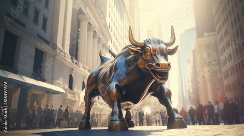 a charging bull ,symbolizing the strength and resilience of the stock market. © CStock