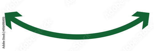 Dual semi circle arrow. Green arrow two headed arrow. Vector illustration. 11:11