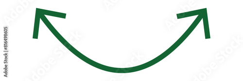 Dual semi circle arrow. Green arrow two headed arrow. Vector illustration. 11:11