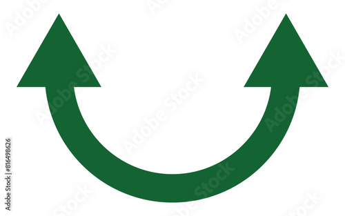 Dual semi circle arrow. Green arrow two headed arrow. Vector illustration. 11:11