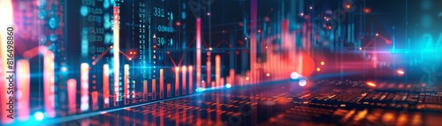 Abstract Concept of Financial Analysis With Digital Graphs and Charts