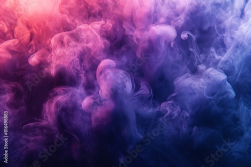 Abstract image of swirling smoke in vibrant shades of blue and purple  creating a mysterious and artistic atmosphere. 