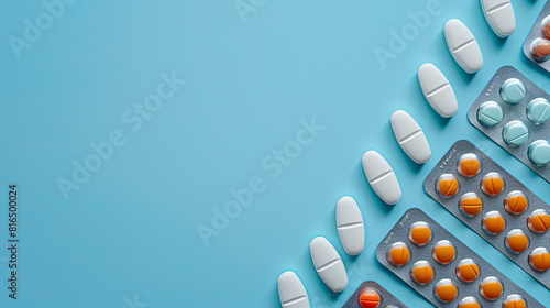 Medical supplies capsule pill vitamin drug concept poster background 