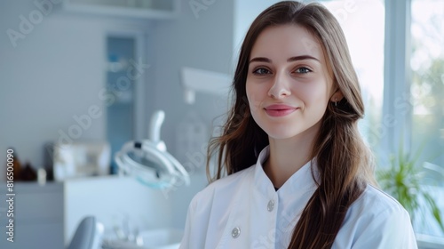 female dentist against clean white background 