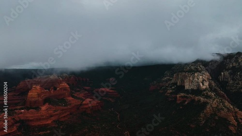 Moody Sky With Clouds Over Grand Canyon In Arizona, USA. aerial, hyperlapse