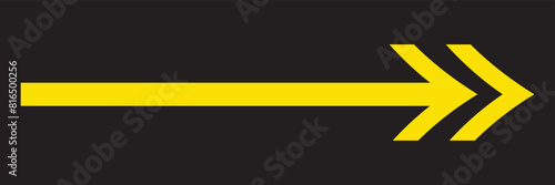 Horizontal long straight arrow signs. Yellow arrow pointing icon vector isolated. 11:11
