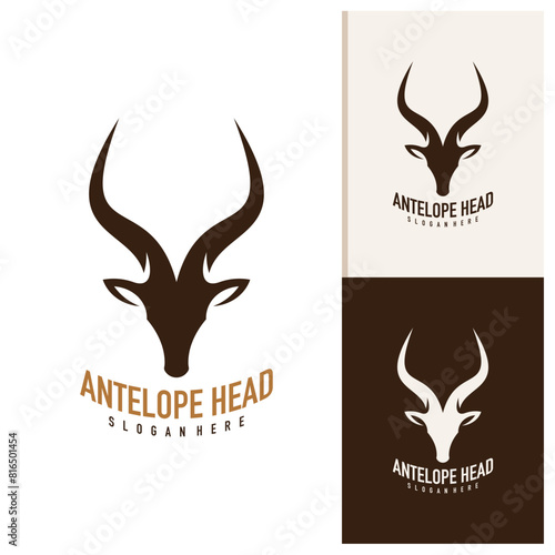 Antelope head logo design vector. Antelope illustration logo concept