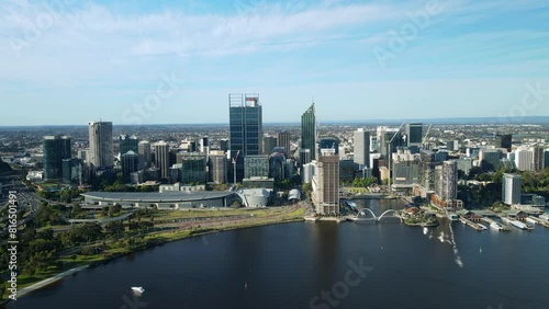 Wallpaper Mural Perth CBD Skyline By The Swan River In Daytime In Western Australia. - aerial shot Torontodigital.ca
