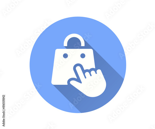 Online shopping icon, vector flat design with long shadow.