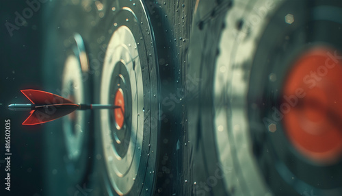 Target with arrow close up wallpaper - ai generative