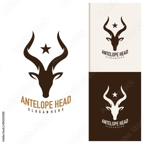 Antelope head logo design vector. Antelope illustration logo concept