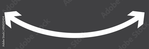 Dual semi circle white arrow. White semicircular curved long double ended arrow. Long arrow vector icon. 11:11