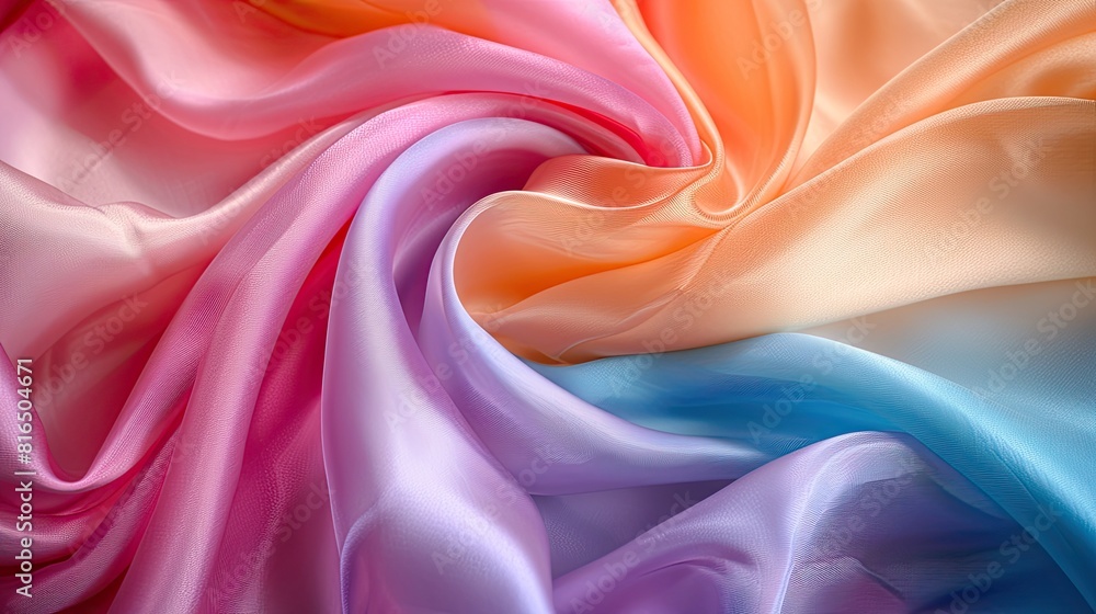 Elegant pastel silk swirls in pink, purple, and orange, creating a smooth and luxurious design Elegant pastel silk swirls in pink, purple, and orange, creating a smooth and luxurious design
