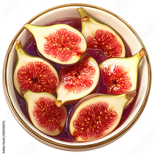 Figs in a ceramic teacup, PNG image, no background photo