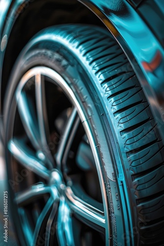 Close-up of a tire on a car  suitable for automotive industry