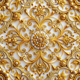 A close-up view of delicate white and gold patterns intertwined with colorful fragments, presenting a unique and captivating artistic design.