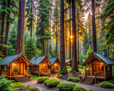 A cluster of charming cabins hidden in the heart of the Giant Forest, showcasing nature's beauty