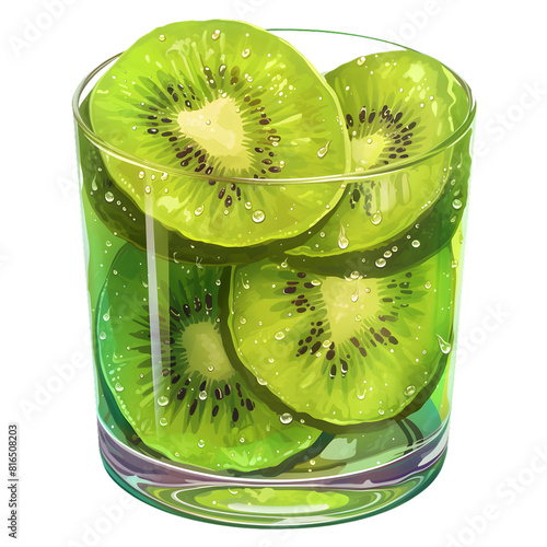 Kiwis in a glass vase, PNG image, no background photo