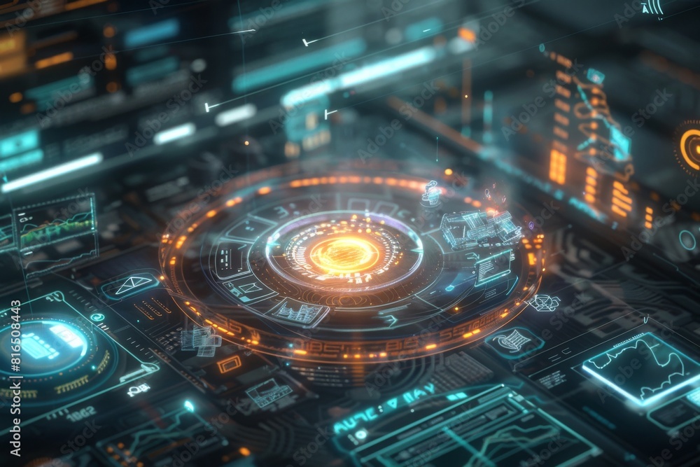 futuristic user interface of a holographic display futuristic user interface of a holographic display