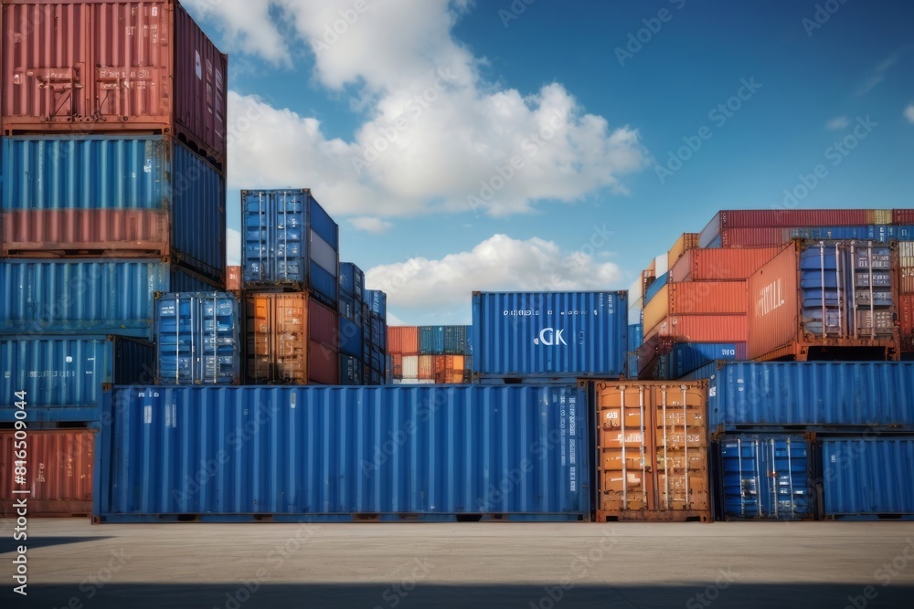Stack of container box for import and export logistics cargo delivery Stack of container box for import and export logistics cargo delivery