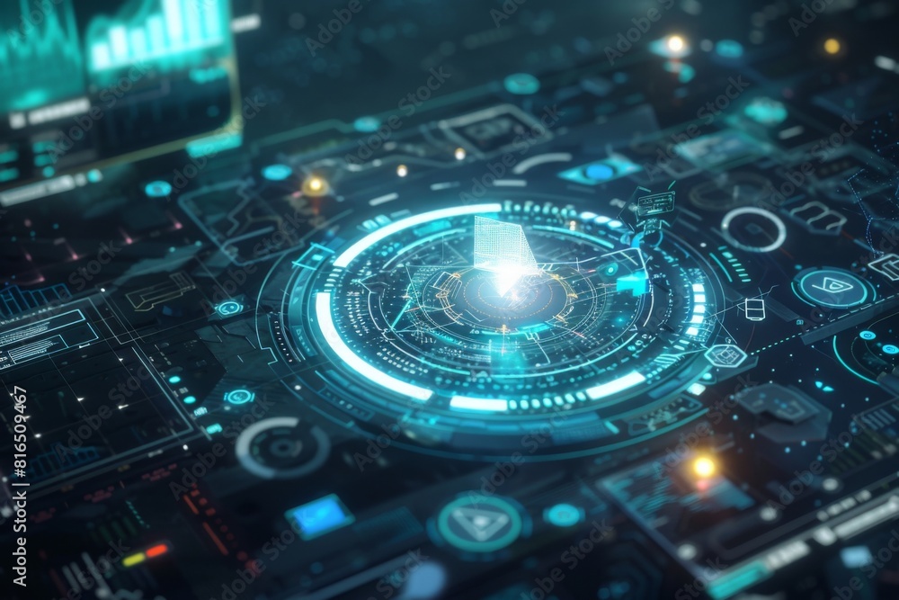 futuristic user interface of a holographic display futuristic user interface of a holographic display