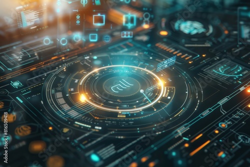 Wallpaper Mural futuristic user interface of a holographic display Torontodigital.ca