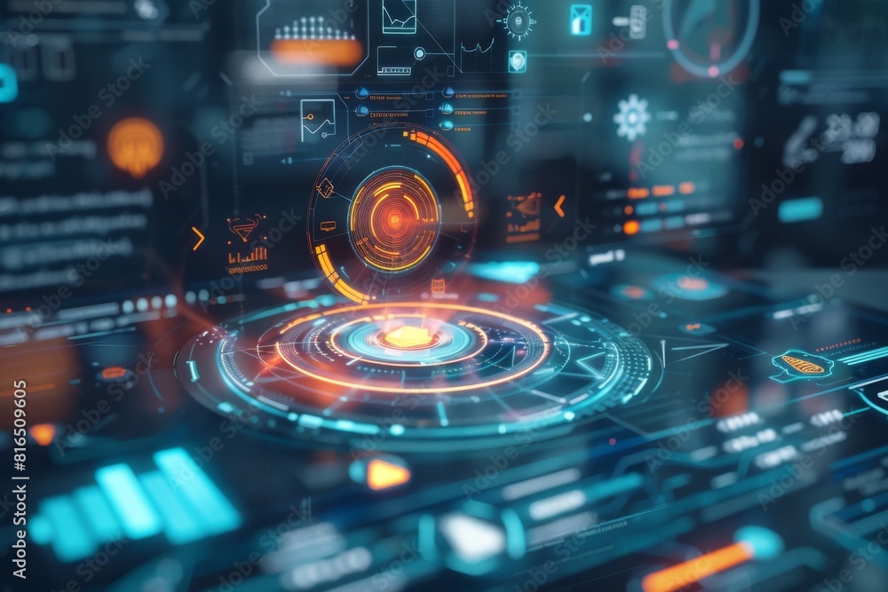 futuristic user interface of a holographic display futuristic user interface of a holographic display